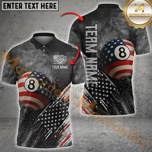 Maxcorners American Pride 8-Ball Billiard Jersey Personalized Name 3D Unisex Shirt
