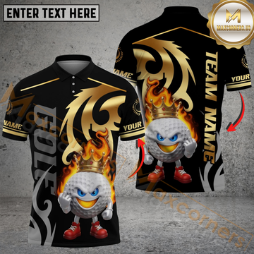 Maxcorners Fire King Golf Polo Customized Name, Team Name 3D Shirts
