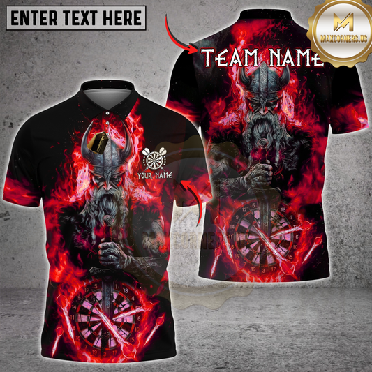 Maxcorners Darts Flame Viking Warrior With Dartboard Multicolor Customized Name, Team Name 3D Shirts