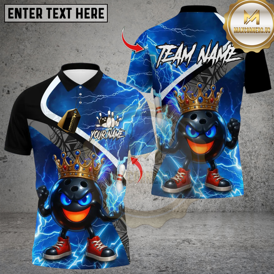 Maxcorners Thunder King Bowling Multicolor Customized Name, Team Name 3D Shirts