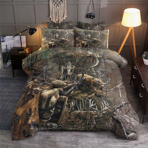 Maxcorners Deer Hunter's Camouflage Art Bedding Set