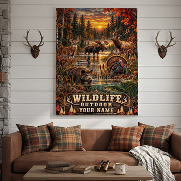 Maxcorners Moose Hunting Hunt Is Freedom Sunset Personalized Canvas Wall Art