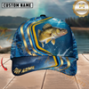 Maxcorners Fishing Blue Gold Wave Design Personalized Name 3D Cap