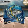 Maxcorners Fishing Blue Gold Wave Design Personalized Name 3D Cap