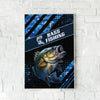 Maxcorners Largemouth Bass Fishing Blue Camo Pro Design Personalized Name 3D Poster