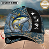 Maxcorners Fishing Blue Marble Splash Design Personalized Name 3D Cap