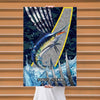 Maxcorners Marlin Fishing Tactical Camo Metal Splash Design Personalized Name 3D Poster