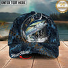 Maxcorners Fishing Midnight Thunder Hex Personalized Name 3D Cap (12 Fish Species)