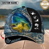 Maxcorners Fishing Blue Marble Splash Design Personalized Name 3D Cap