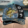 Maxcorners Fishing Blue Marble Splash Design Personalized Name 3D Cap