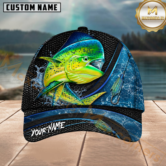 Maxcorners Fishing Mahi Mahi Blue Lure Splash Personalized 3D Cap