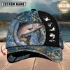 Maxcorners Fishing Blue Marble Splash Design Personalized Name 3D Cap