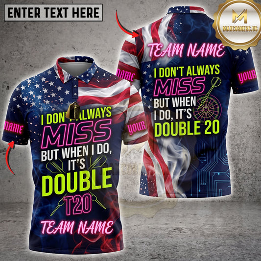 Maxcorners Darts Vintage Typography Double 20 Team Name Personalized Name 3D Unisex Shirt