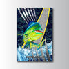 Maxcorners Mahi Mahi Fishing Tactical Camo Metal Splash Design Personalized Name 3D Poster
