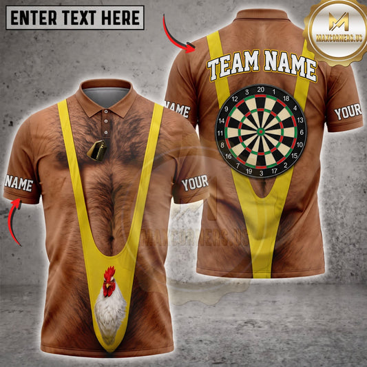Maxcorners Darts Funny Caveman Yellow Tie Classic Dartboard Personalized Name 3D Unisex Shirt