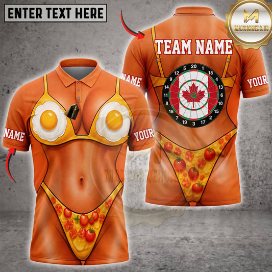 Maxcorners Darts Funny Orange Bikini Body Canadian Maple Leaf Dartboard Personalized Name 3D Unisex Shirt