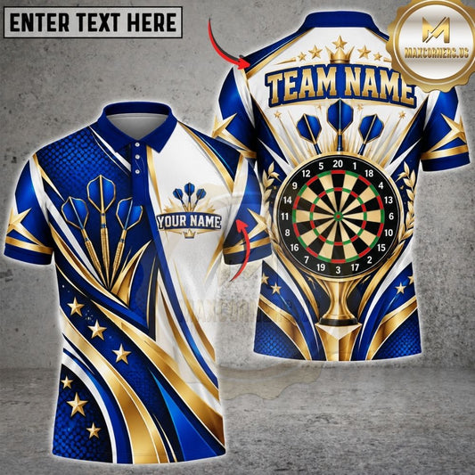 Maxcorners Darts Royal Crown Golden Filigree Stars Target Board Graphic Multicolor Customized Name, Team Name 3D Shirts