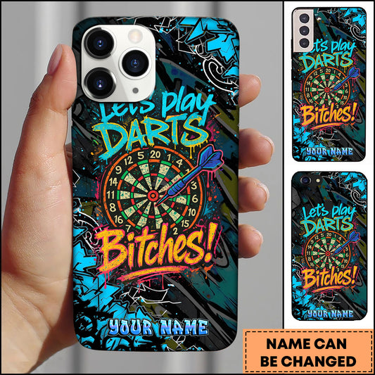 Maxcorners Darts Let's Play Darts Bitches Graffiti Personalized Name 3D Phone Case