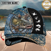 Maxcorners Fishing Blue Marble Splash Design Personalized Name 3D Cap
