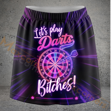 Maxcorners Darts Neon Let’s Play Darts Bitches Quote Personalized 3D Skirts With Shorts