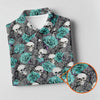 Maxcorners Teal Rose Skull Gothic Pattern Golf Polo Shirt, Ladies Golf Shirt, Golf Polo For Women LM1507