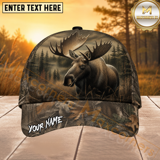 Maxcorners Moose Hunting Metal Rip Personalized 3D Cap