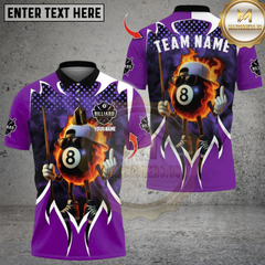 Maxcorners Billiards Flaming 8-Ball Cool Multicolor Customized Name, Team Name 3D Shirts