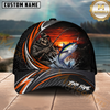 Maxcorners Fishing Skull Angler Orange Wave Personalized 3D Cap