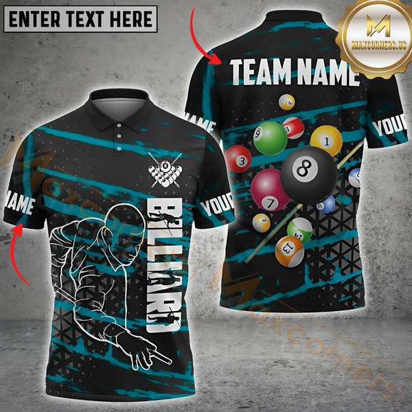 Maxcorners Billiard Mastershot Multicolor Customized Name, Team Name 3D Shirts