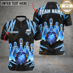 Maxcorners Bowling Electric Personalized Name Men And Women 3D Polo Shirt Custom Bowling Team Jersey (4 Colors)