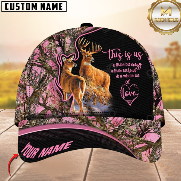 Maxcorners Hunting Deer Couple Camouflage Multicolor Personalized Name 3D Cap