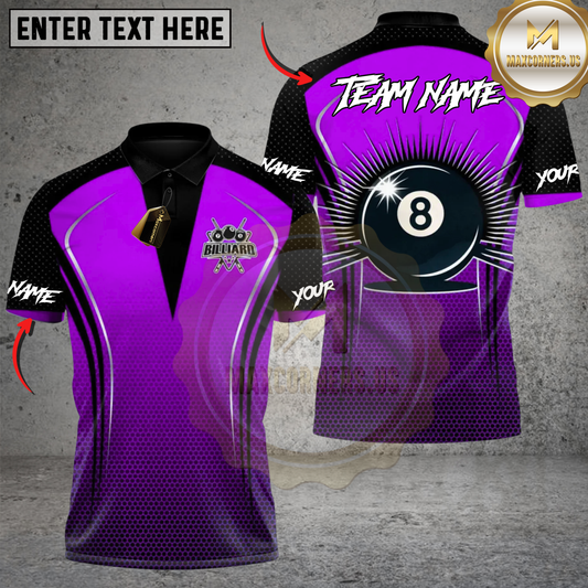 Maxcorners Billiard Pro Eight Ball Warrior Multicolor Customized Name, Team Name 3D Shirt