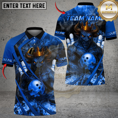 Maxcorners Flame King Bull Bowling Design Multicolor Customized Name, Team Name 3D Shirts