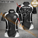 Maxcorners Black Bowling Jersey Customized Name, Team Name 3D Shirt For Women