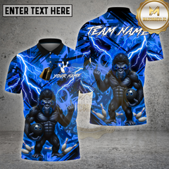 Maxcorners Bowling Shirts Gorilla Lightning Strike Multi Options Personalized Name, Team Name 3D Shirt