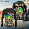 Fishing American Flag Camo Cross Gear  Pattern Sun Protection Personalized Name, Team Name Long Sleeve Shirt