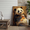 Maxcorners Funny Panda Canvas Wall Art - Beer Drinking Panda Humor Print