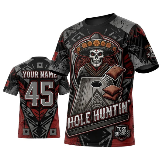 Maxcorners Cornhole Hole Huntin Western Skull Personalized Name 3D Unisex Shirt