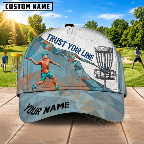 Maxcorners Disc Golf Player Silhouette Trust Your Line Personalized Name 3D Cap
