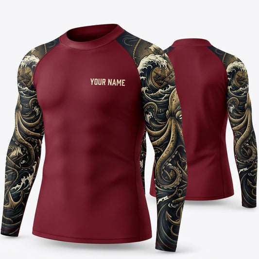 Maxcorners Personalized Vintage Tattoo Burgundy Shirt with Dark Ornamental Tattoo Sleeves 3D All Over Printed Shirts, Best Gifts for Tattoo Lovers