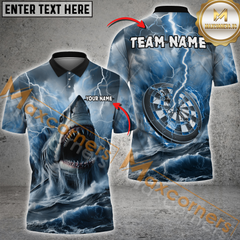 Maxcorners Shark and Lightning Darts Jersey Multicolor Option Customized Name, Team Name 3D Polo Shirt