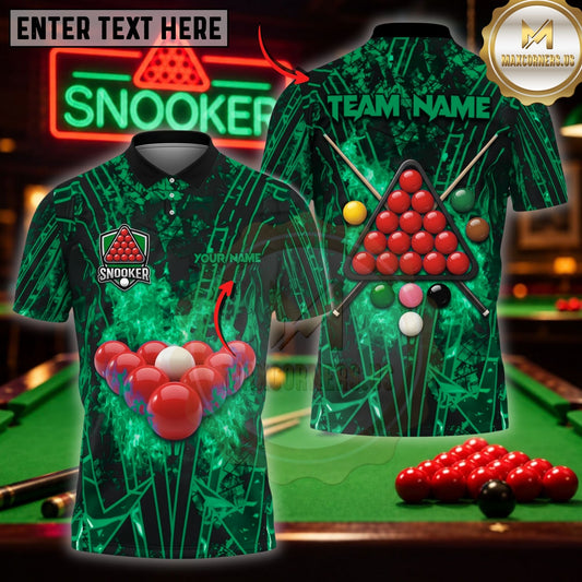 Maxcorners Billiard Apparel Glowing Triangle Rack Multicolor Customized Name 3D Shirt