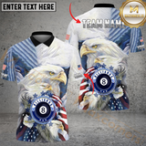 Maxcorners Billiard 8-Ball Pool Eagle Us Flag Customized Name, Team Name 3D Polo Shirt