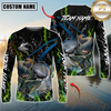 Maxcorners Fishing Green Flame Camo Design Sun Protection Personalized Name, Team Name Long Sleeve Shirt