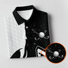 Maxcorners Monochrome Skull Golf Ball Graphic Golf Shirt, Golf Polo For Women, Printed Golf Shirt LM1507