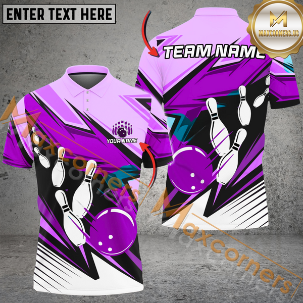 Maxcorners Strike Cubes Bowling Jersey Multicolor Option Customized Name, Team Name 3D Polo Shirt