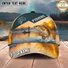 Maxcorners Fishing Sunset Lake Angler Personalized Name 3D Cap (12 Fish Species)