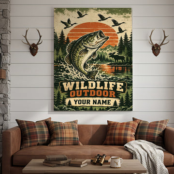 Maxcorners Wildlife Outdoor Autumn Multi Game Hunting Personalized Canvas Wall Art
