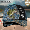 Maxcorners Fishing Blue Marble Splash Design Personalized Name 3D Cap