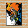 Maxcorners Northern Pike Fishing Pop Art Grunge Splash Design Personalized Name 3D Poster